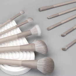 Outils de maquillage pinceaux de maquillage série gris marron chaud 12 pièces + sac pinceaux de maquillage livide Support personnalisation