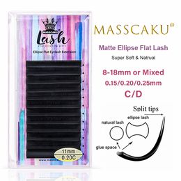 Outils de maquillage Masscaku Ellipse Flats Lashs Soft Splittips Fake Coel Extension Individues CEYELASHES Nature Flat Ellipse Ellipse Fournitures 230403