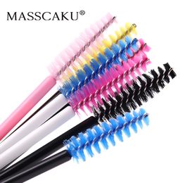 Herramientas de maquillaje MASSCAKU Alta calidad 50pcs Extensiones de pestañas Cepillo Desechable Ceja Mascara Varita Aplicador Lash Cosmetic Brushes 230627