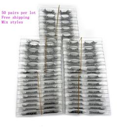 Outils de maquillage Mikiwi en gros 50 pairespack 3D Mink Lashes Aucun emballage Full Strip Lashes Mink False Eyelashes boîte personnalisée Maquillage cils 230207