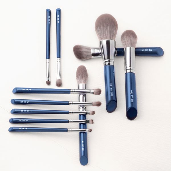Outils de maquillage Mydestiny Azure Blue 11pcs Brush Set Kit Super Soft Fibre Face High Quality Eye Foundation Foundshadow Powder 230812