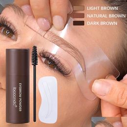 Herramientas de maquillaje Calidad Ibcccndc Sello de cejas Enhancer Delineador de ojos Tatuaje Contorno de ojos Polvo de cejas Color marrón Estilo suave Crema Plantilla DHFXK