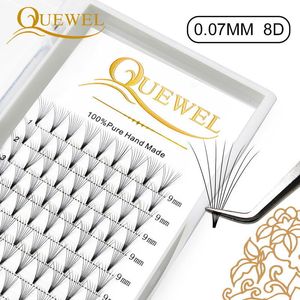 Make-up Tools Quewel 8D Premade Volume Wimpers Extensions 007mm Russische Fans Individuele Faux Lash 12 Lijnen Hand Pre Made zijden Wimper 230614