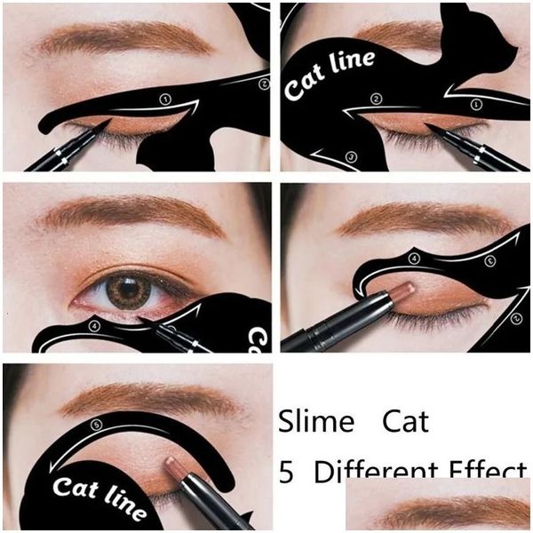 Herramientas de maquillaje Sdotter Eye Eyeliner Card Cat Line Eyes Plantilla Shaper Modelo Fácil de maquillar Plantillas B Drop Entrega Salud Belleza DH4BW