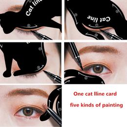 Make-up tools Sdotter wenkbrauw stencils Cat Eyeliner model stencil kit gids sjabloon Maquiagem dubbele vleugel oogschaduw frame kaart make-up tool 231007