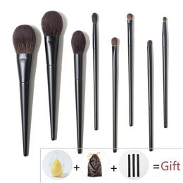 Outils de maquillage Shinedo 8 pièces ensemble de pinceaux noir mat fard à paupières poudre Blush pli mélange Pincel Maquiagem 230413