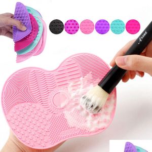 Outils de maquillage Sile Make Up Brushes Cleaner Foundation Scrubber Board Pad Gel de lavage Tapis de nettoyage Main 293 Drop Delivery Santé Beauté Dhuls