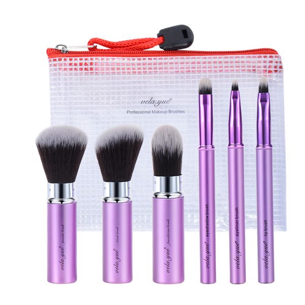 Outils de maquillage Ensemble de pinceaux de maquillage de voyage 6 pièces fond de teint en poudre Blush fard à paupières Eyeliner lèvres Mini Kit d'outils de beauté rétractable avec couvercle 230508