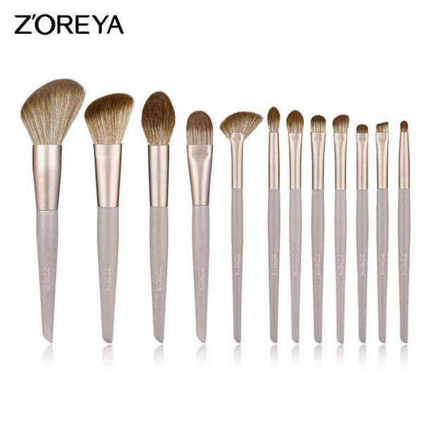 Herramientas de maquillaje Zoreya 12 Uds. Juego de brochas de sombra de ojos de fibra suave para cara de ojos caja de pelo sintético cosmético profesional Gift220422