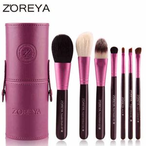 Herramientas de maquillaje Zoreya 7 unids Cepillos de pelo de cabra natural Conjunto de polvo Pinceaux Maquillage Herramienta cosmética Maquillaje Cepillo Organizador 40 707 230828