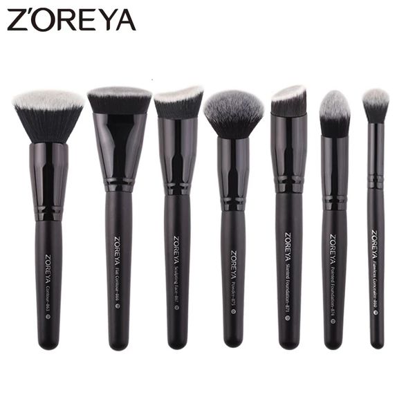 Herramientas de maquillaje ZOREYA Juego de brochas negras Cara de ojos Base cosmética en polvo Rubor Sombra de ojos Kabuki Mezcla Pincel de maquillaje Herramienta de belleza 230421