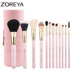 Ferramentas de Maquiagem Zoreya Goat Hair 12Pcs Conjunto de Pincéis de Luxo Colorido Kit de Pincéis Profissionais Base Blush Ferramenta Cosmética Atacado220422