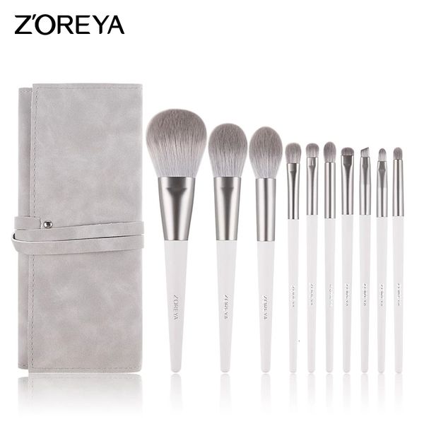 Outils de maquillage ZOREYA Silver 10-14 pièces ensemble de pinceaux de maquillage cosmétiques pinceau ombre à paupières mélangé avec de la poudre fard à joues rouge à lèvres surligneur outil de pinceau de maquillage 230506