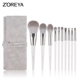 Make -upgereedschap Zoreya Silver 1014pcs borstels set cosmetica oogschaduw borstel blending blush lip poeder markeerstift vormen 221207