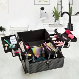 Makeup Train Case Cosmetica Organizer Mat Zwart 240127