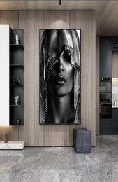 Voile de maquillage pour femmes, peintures sur toile, affiches murales imprimées, images d'art murales, Cuadros scandinave pour salon, décoration de la maison, 2049819