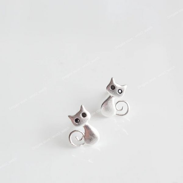 Pendientes de botón de anime de color plateado para mujer Pendientes de gato lindos Joyería de plata esterlina boucle d'oreille VES6050 PendientesPendientes Accesorios de joyería