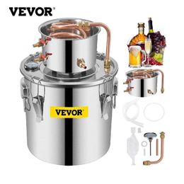 Hacer Vevor 3 5 8 Gal Distiller Alambic Moonshine Alcohol todavía de cobre inoxidable Diy Cervecería Cervecería Agua de agua Brewing Kit