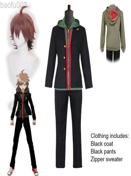 Makoto Naegi Cosplay Come Danganronpatrigger Happy Havoc Makoto Peluca Halloween Adultos Conjuntos de uniformes unisex L2208028013770