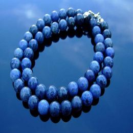 Malachite Natural Gemstone Blue Blue Collier 8 mm Perbe 18 pouces