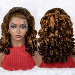 Malaika Bouncy Curly Spring 3 tonos Ful 13x4 Lace Front Pelucas de cabello humano 250 Densidad para mujeres Real Wave Frontal Virgin Wig