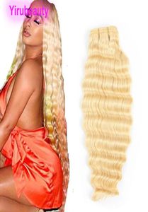 Malaisien Blonde Un Bundle 1028 pouces Vague Profonde Crépus Bouclés 1 Piecelot Vierge Extensions de Cheveux 6134518355