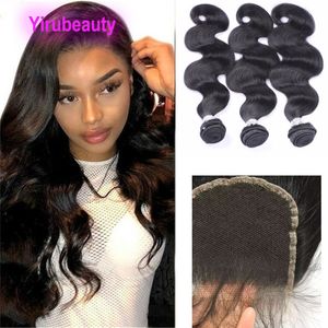 Maleisische Body Wave Bundels Met HD 4X4 Vetersluiting Dubbele Inslag Babyharen Natuurlijke Kleur 4 Stuks/partij 10-30 inch