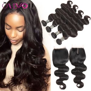 Maleisische Body Wave Maagd Haar 4 Bundels met Top Vetersluiting Body Weeft Kapsels Voor Zwarte Vrouwen Superieure Leverancier Menselijk Haar Leveranciers