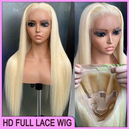 Malasiano Brasil Peruvio Indio Virgen Raw Virgin Human 12A Grado 613 Rubio Siloso HD Lace Full Lace Wig