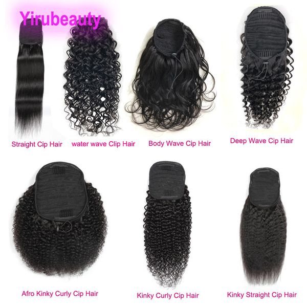 Malaisienne Vague Profonde Vague D'eau 100% Extensions de Cheveux Humains Afro Crépus Bouclés Vierge Cheveux Queues de Cheval Droite 100g Gros Échantillon Yirubeauty