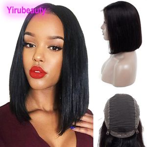 Perruque Bob Lace Front Wig naturelle malaisienne, cheveux lisses, vierges, couleur naturelle, 10A, 13x4, non traités, 329G