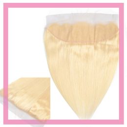 Maleisisch menselijk haar 13x4 kanten frontale blond recht 613# kleur blond dertien bij vier kanten sluiting frontale blondine 10-22inch