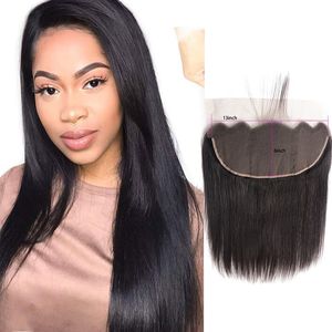 Cheveux humains malaisiens 13X6 dentelle frontale soyeuse droite cheveux vierges 13 par 6 frontaux fermetures supérieures couleur naturelle