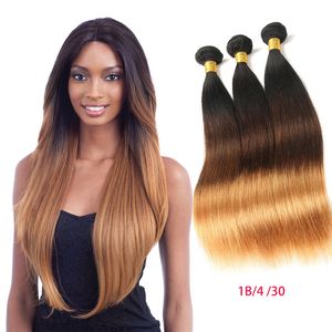 Cheveux humains malaisiens 1B/4/30 trois tons couleur cheveux raides produits 10-28 pouces 3 faisceaux 1B 4 30 Ruyibeauty