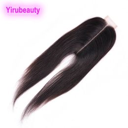 Cheveux humains malaisiens 2X6 fermeture de dentelle fermeture de cheveux raides avec des cheveux de bébé 6X2 fermetures supérieures de couleur naturelle