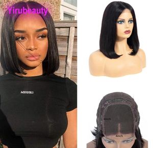 Perruque Bob Lace Front Wig naturelle malaisienne, cheveux lisses, 4x4, 1018 pouces, partie centrale, 44, cheveux soyeux vierges, 7552337