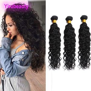 Bundles de cheveux humains malaisiens 10-28 pouces Extensions de cheveux de vague d'eau de couleur naturelle 3 pièces / lot humide et ondulé trois faisceaux doubles trames 95-100g