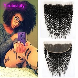 Extensions de cheveux humains malaisiens 3X4 dentelle frontale crépus bouclés oreille à oreille 50-80g/pièce crépus bouclés frontaux fermetures supérieures