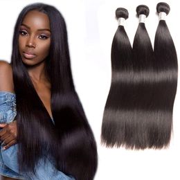 Maleisische Human Hair Extensions Silky Straight Virgin Haar 8-30 inch Haar Bundels Inslagen 3 stuks/partij Rechte Weeft