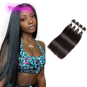 Extensions de cheveux humains malaisiens droites 4 faisceaux doubles trames 10-30 pouces Nautral Black quatre pièces