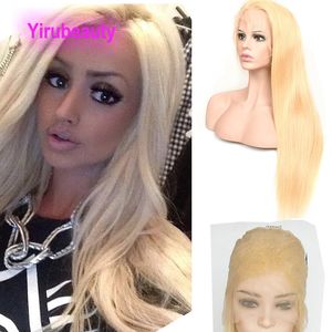 Maleisisch haar Volledig Kant Pruik Blond Body Golf Zijdeachtig Recht 613 # 10-28 inch Ins Populair Maagdelijk haar Verstelbare band