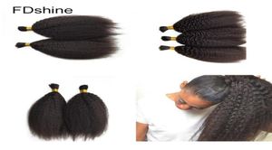 Cheveux humains malaisiens crépus cheveux raides en vrac pour tresser 3 paquets de cheveux lisses et soyeux couleur naturelle peut être teint FDSHINE1928446