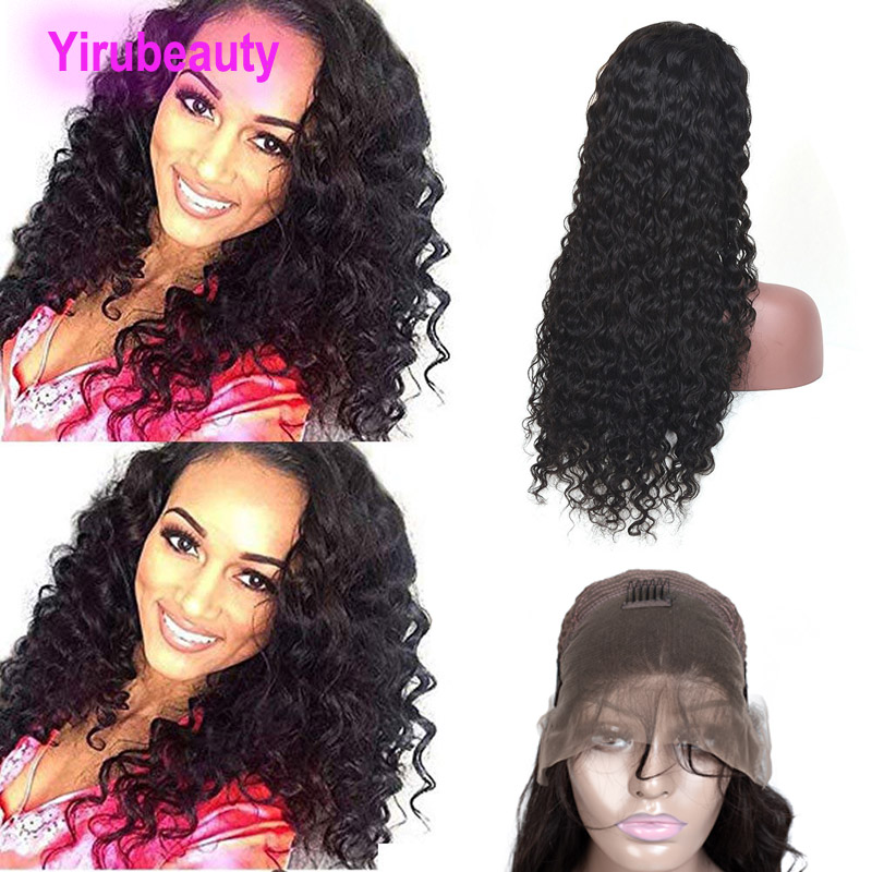 Cheveux humains malaisiens 13X4 Lace Front perruques humides et ondulés 10-30 pouces vague d'eau couleur naturelle pré plumé bande réglable produits de cheveux vierges