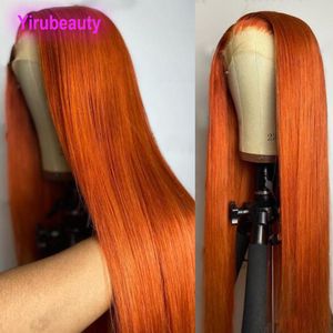 Cheveux humains vierges malaisiens 13X4 perruques avant en dentelle 350 # couleur soyeuse droite bande réglable produits Yirubeauty