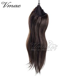 Cheveux humains indiens malaisiens # 10 # 12 Brun foncé sans perte Extension blonde vierge 100g 120g 140g 160g Extensions Cordon droit soyeux