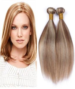 Maleisische pianokleur human hair extensions 4 stuks 8613 lichtbruin highligh gemengd met blond pianokleur menselijk haar weefbundel2905724