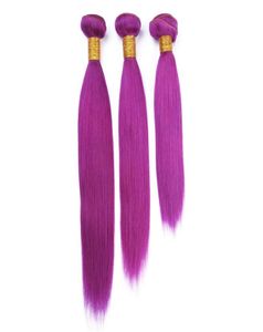 El cabello humano púrpura de Malasia teje extensiones Sedoso Recto Color púrpura Virgen Remy Paquetes de cabello humano Ofertas 3 Unids / lote Doble W3041410