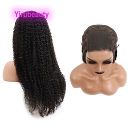 Malaysian Remy Virgin Hair HD 4x4 Lace Lace Front Wig Knky Curly 10-32 pouces brésilien 100% Human Embouts Natural Couleur 150% 180% 210% Densité