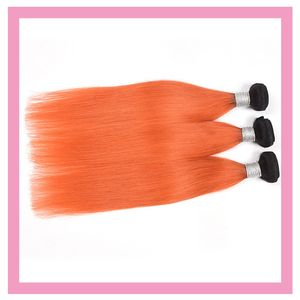 Cheveux vierges malaisiens 3 paquets 1B/Orange deux tons couleur 3 pièces droite 100% cheveux humains 1B Orange