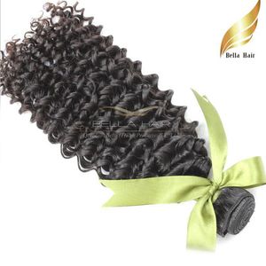 Maleisische Virgin Haar Menselijk Hair Extensions Kinky Krullend 1 of 2 Or3pcs / Lot Natural Black Color Grade Bellahair